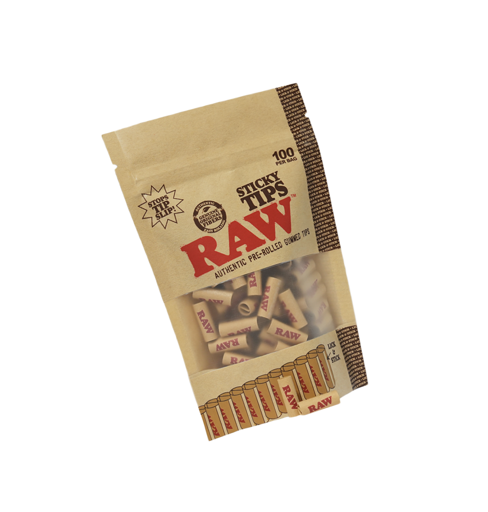 RAW Sticky Tips – Authentic Gummed Tips Pre-Rolled (100 Count)