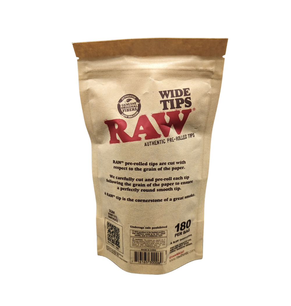 RAW Wide Pre-Rolled Tips 180 Bag