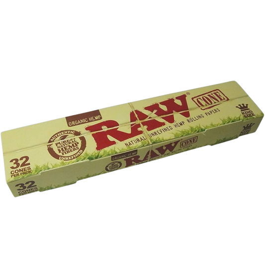 RAW Organic Hemp Pre-Rolled Cones – 32 Pack Box