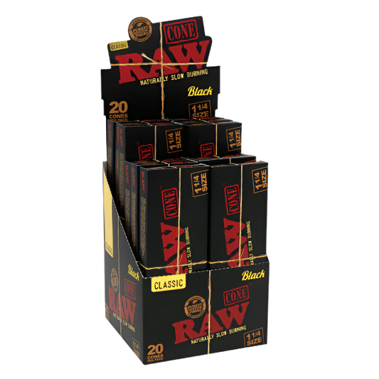 RAW Pre Rolled Cones Black 1¼ Size (20 CT)