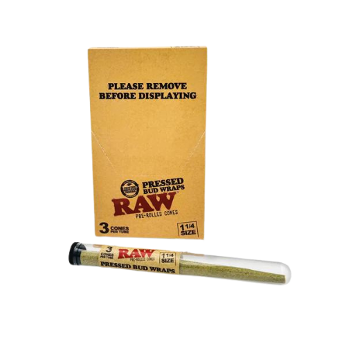 RAW Pressed Bud Wraps 1 1/4 Size Pre Rolled Flower Cones