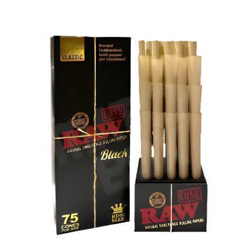 RAW Black Cones- 75 Pack