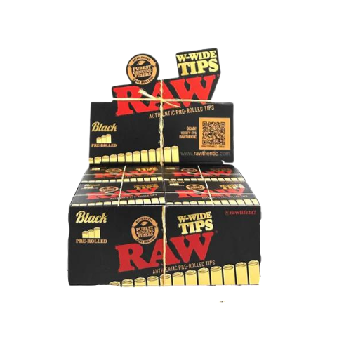 RAW Black W-WIDE Pre-Rolled Cone Tips