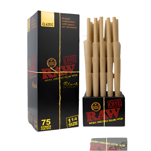 RAW Black Cones- 75 Pack