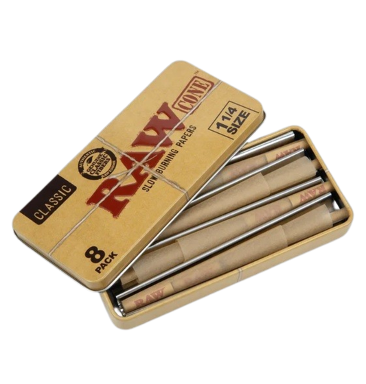 RAW Classic 1¼ Pre-Rolled Cones – 8 Cone Pack