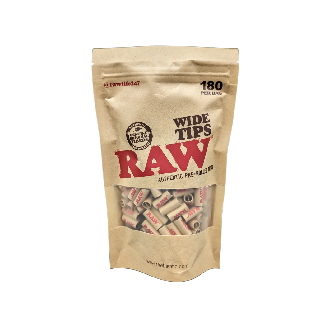 RAW Wide Pre-Rolled Tips 180 Bag