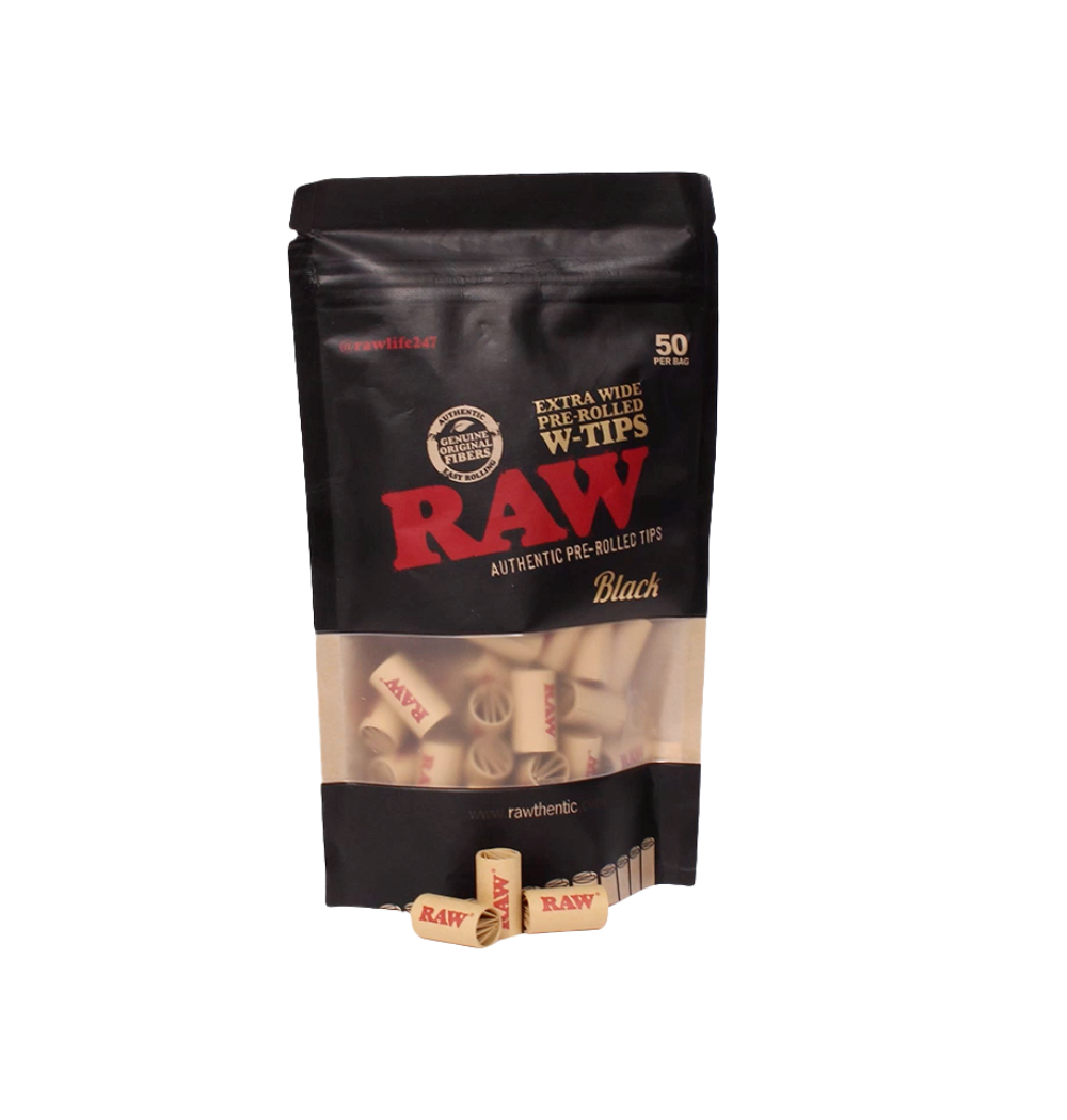 Raw Extra Wide Pre-rolled Black W-Tips