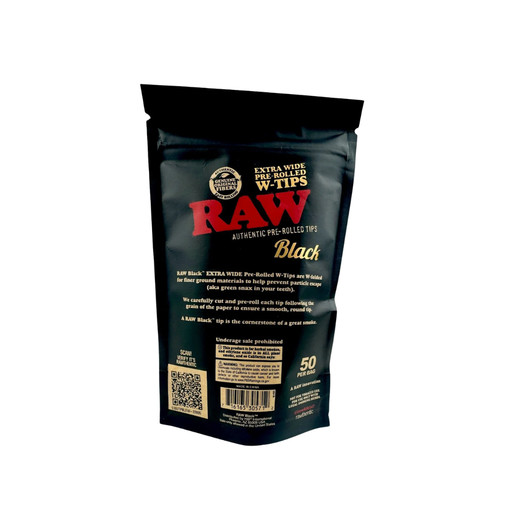 Raw Extra Wide Pre-rolled Black W-Tips