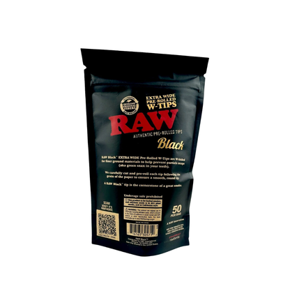Raw Extra Wide Pre-rolled Black W-Tips