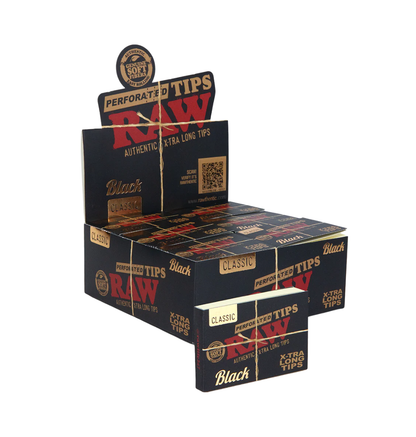 RAW Classic Perforated Tips Black - Extra Long