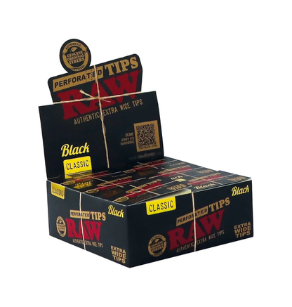 RAW Classic Perforated Tips Black - Extra Long