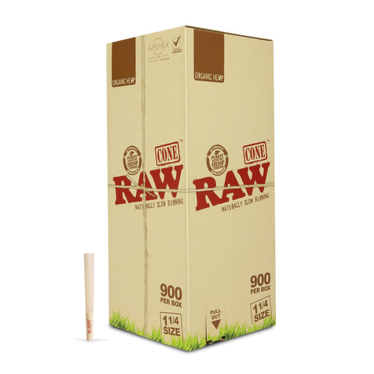 RAW Organic Hemp Pre Rolled Cones 1 1/4 (900 CT)