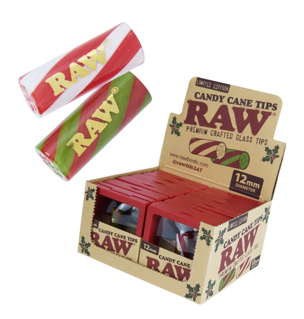 RAW Candy Cane Tips - Premium Crafted Glass Filter Tips (10mm & 12mm)