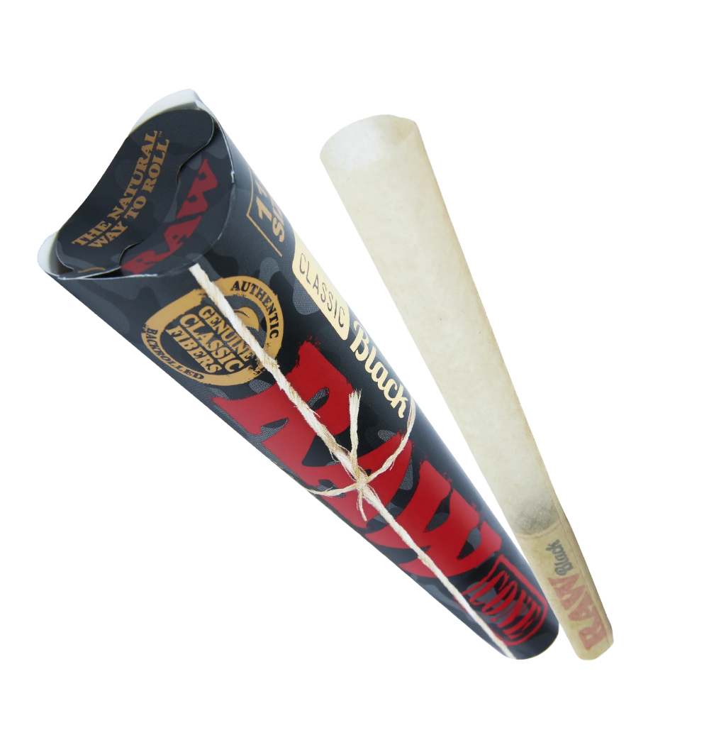 RAW Black Camo Classic Pre-Rolled Cones – 1¼ Size - Special Edition