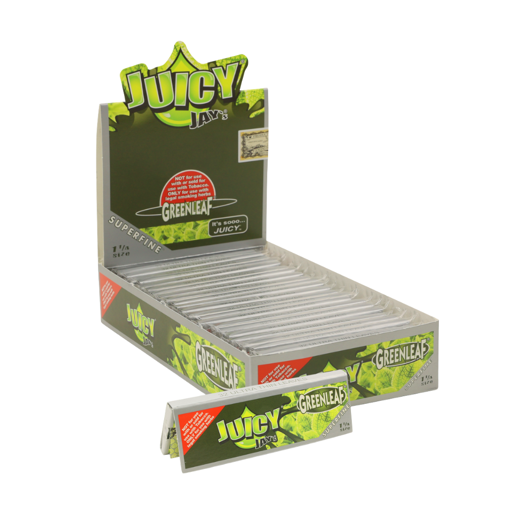 Juicy Jay’s Super Fine Rolling Papers – Green Leaf – 1 1/4