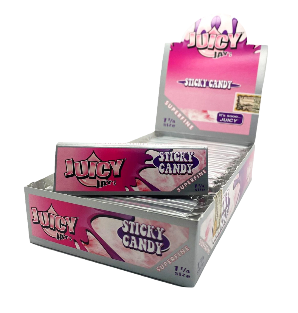 Juicy Jay’s Super Fine Rolling Papers – Sticky Candy – 1 1/4