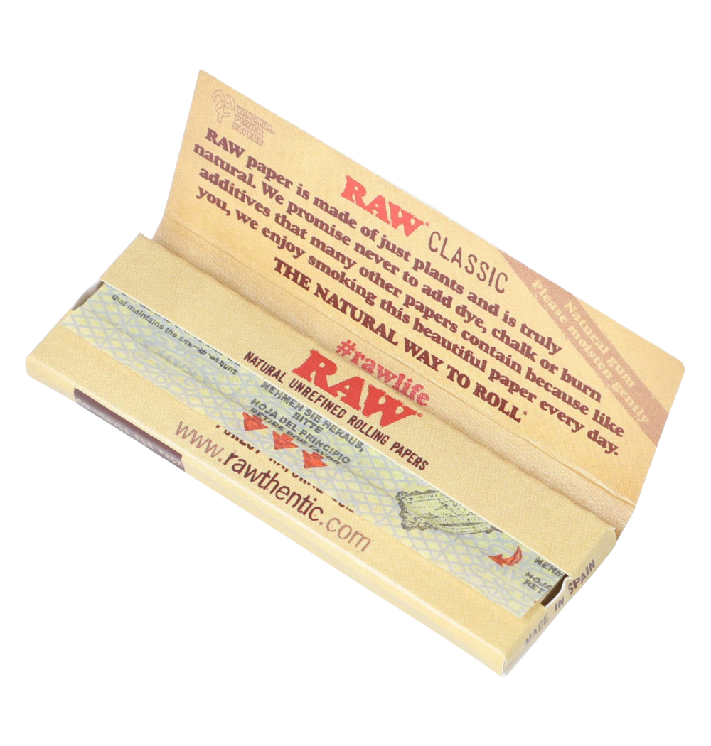 RAW Classic Single Wide Rolling Papers – 50 Packs per Box
