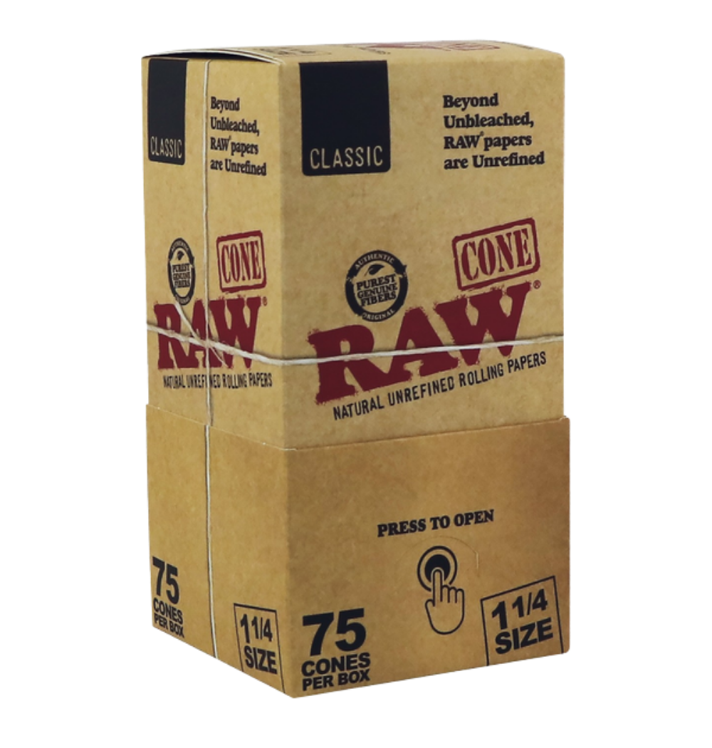 RAW Classic Smoking Cones – 75 Count Box