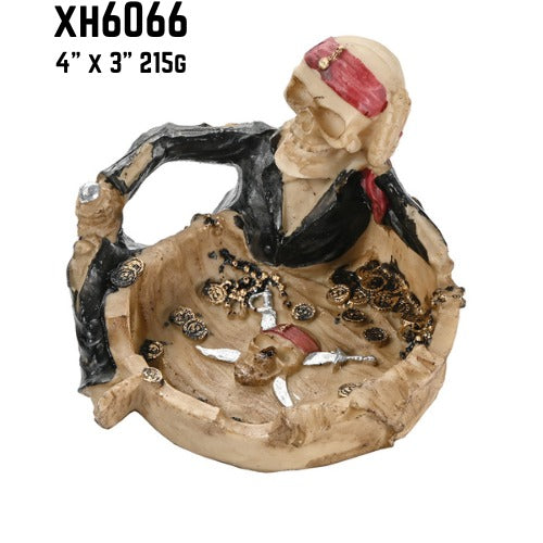 Pirate Skull Poly Stone Ashtray  XH6066