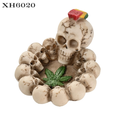 Skull King Cannabis ash tray with leaf XH6020