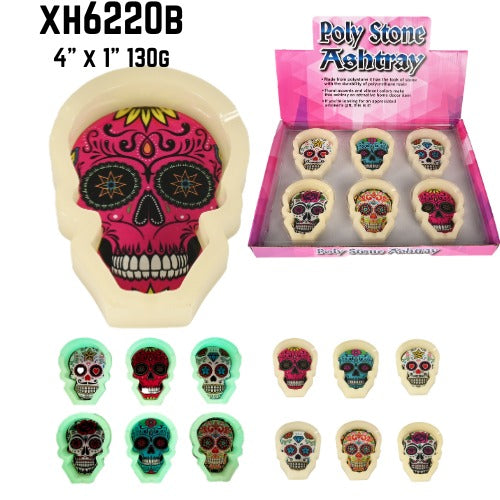 Sugar Skull Poly Stone Ashtray Glow in dark XH6220B