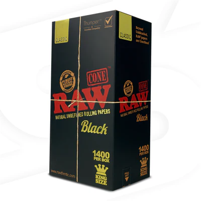 RAW BLACK Pre-Rolled Cone 1400 Pack (King Size)