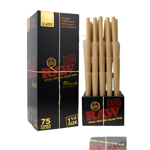 RAW Black Cones- 75 Pack